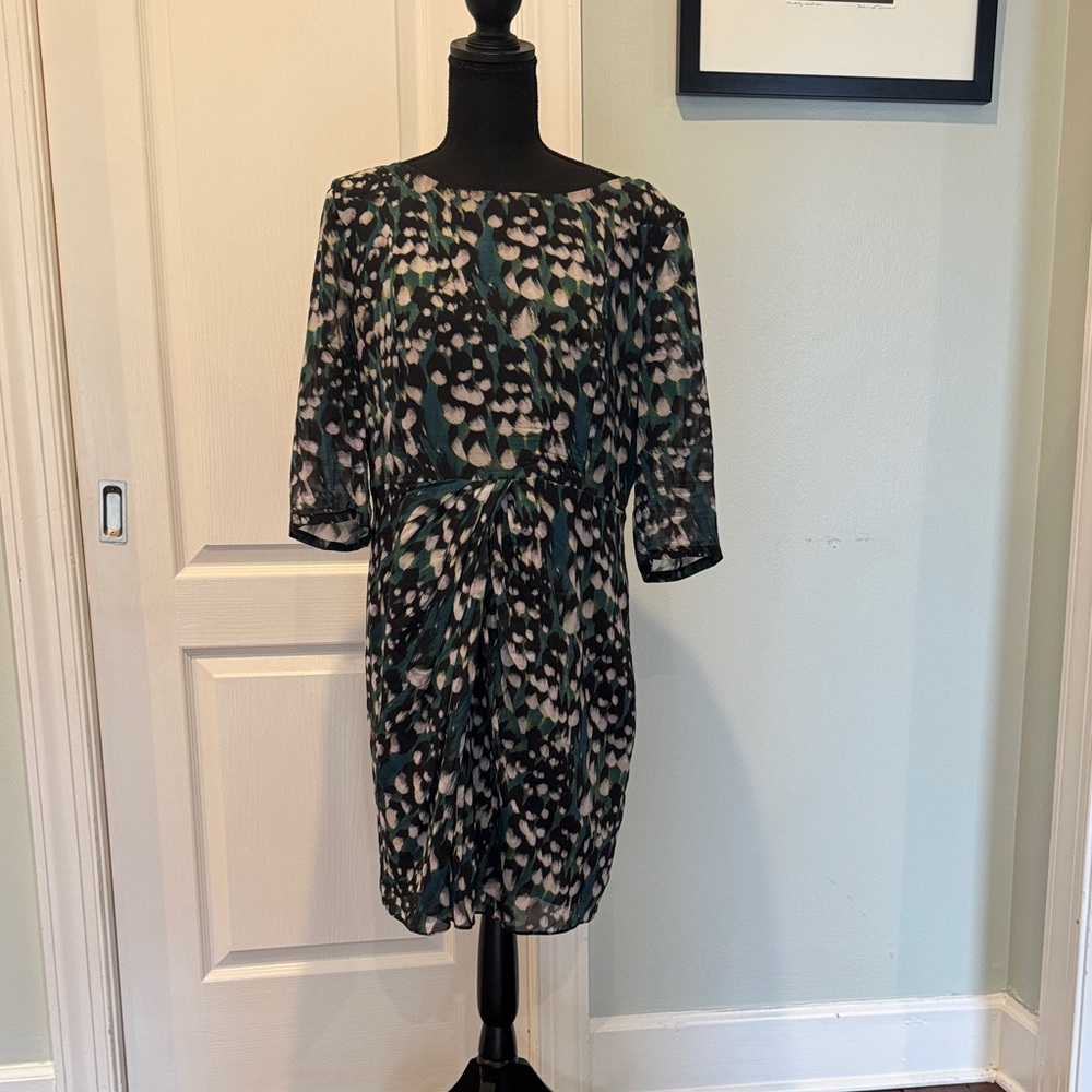Whistles Black and Green Patterned Mini Dress